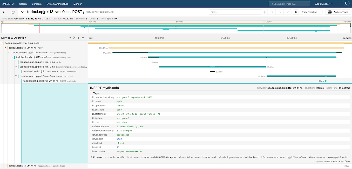 Jaeger UI OpenTelemetry Trace